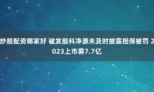 炒股配资哪家好 破发股科净源未及时披露担保被罚 2023上市募7.7亿