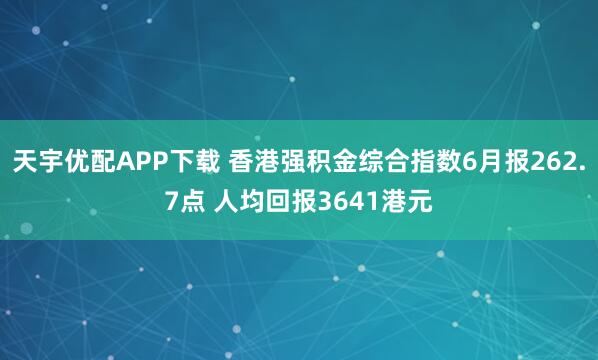 天宇优配APP下载 香港强积金综合指数6月报262.7点 人均回报3641港元